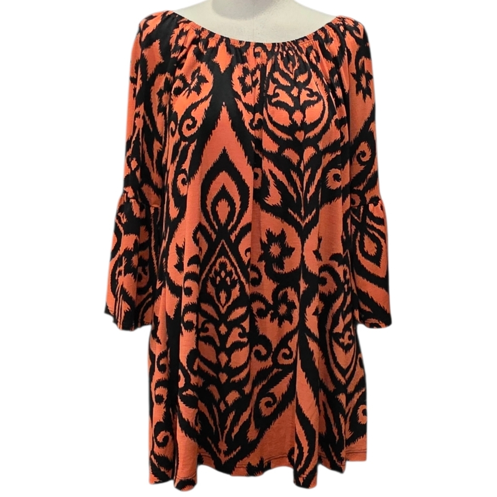 Cezanne Bold Orange and Black Patterned Tunic